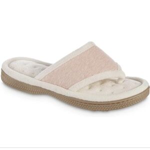 Isotoner Nicola Plush Pink Thong Slipper With Memory Foam  Insole Size XL 9.5/10